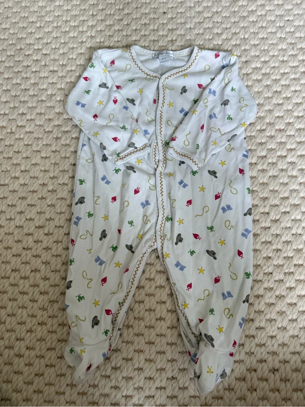 Kissy Kissy White Footie with Multicolor Western Print